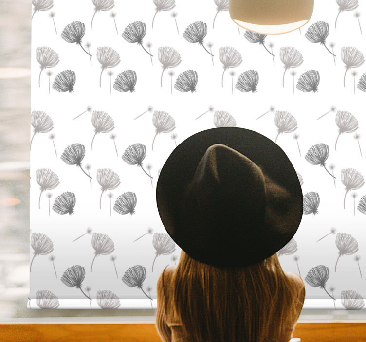 盲人花草柔和灰色图案 - TenStickers