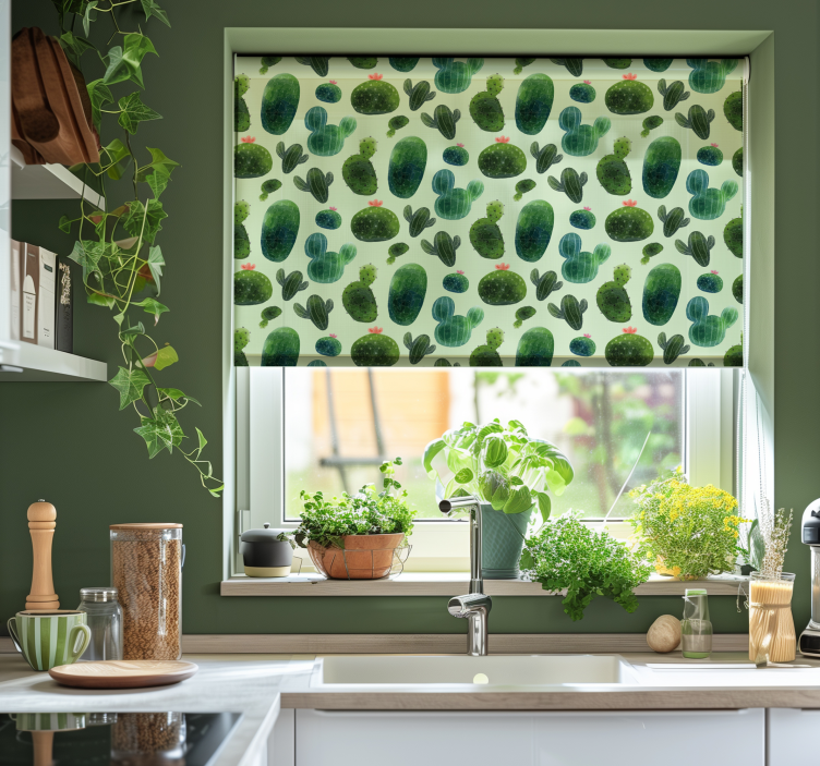 卷簾目的仙人掌 沙漠图案 - TenStickers