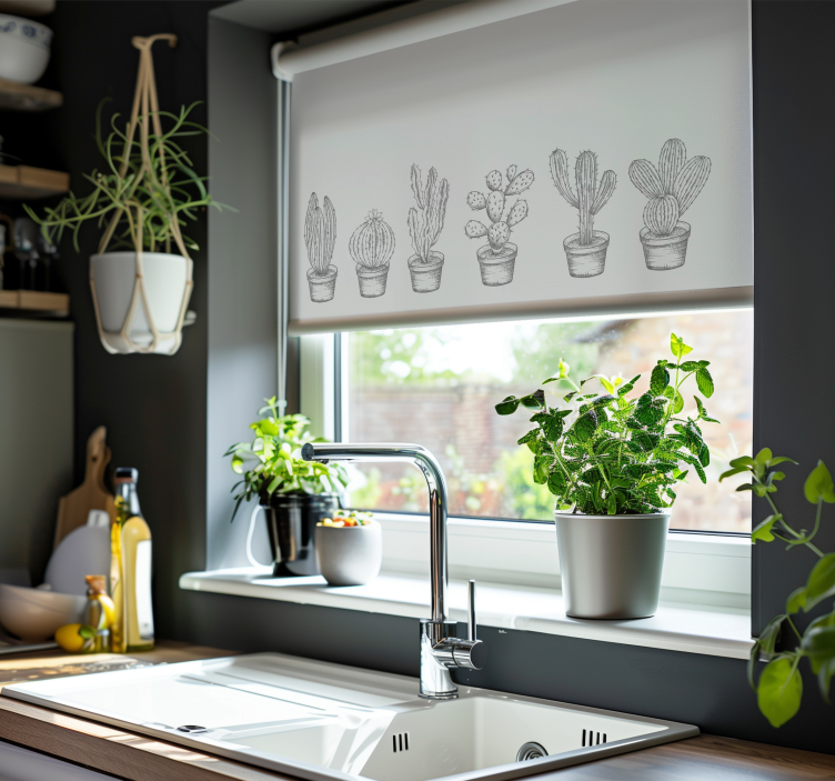 卷簾目的仙人掌 灰色阴影 - TenStickers