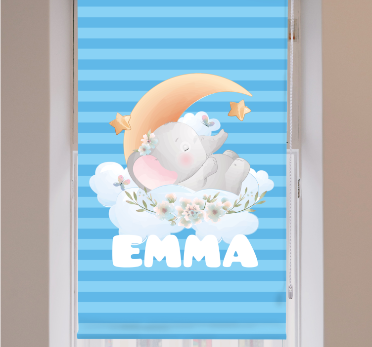 可爱的动物大象与名称托儿所卷簾 - TenStickers