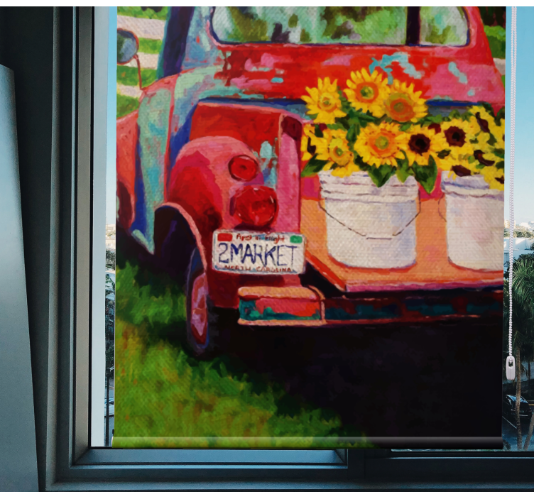 花卉盲道复古卡车花束 - TenStickers