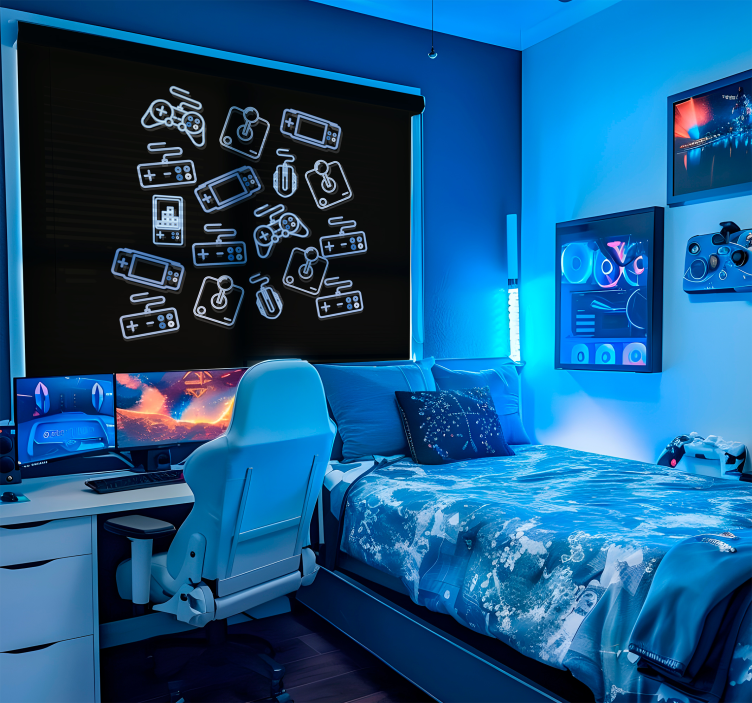 极客卷簾 蓝色控制 - TenStickers