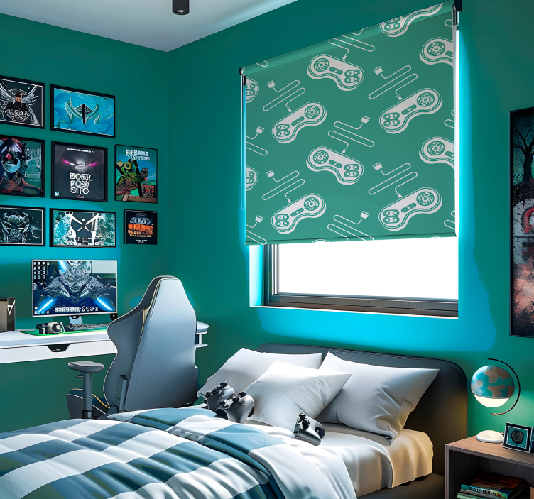 极客卷簾 复古白色控制图案 - TenStickers