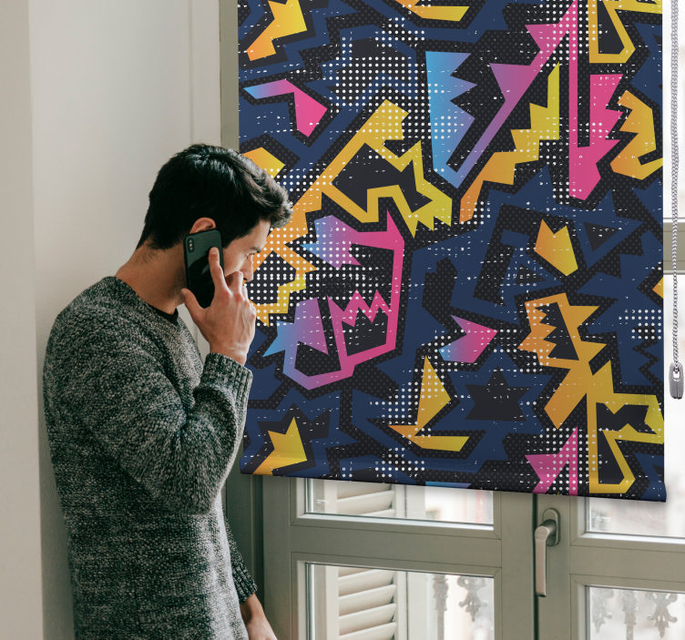 几何涂鸦少年卷簾 - TenStickers