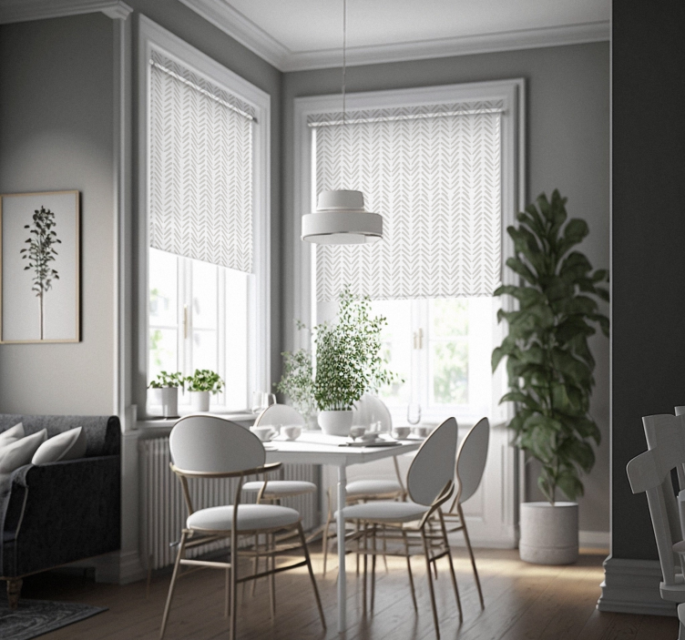 灰色抽象线条之字形北欧卷簾 - TenStickers