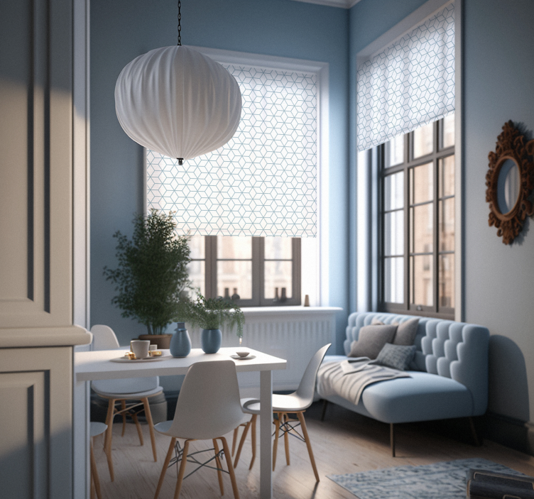 六边形轮廓图案北欧卷簾 - TenStickers