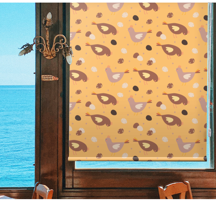 橙色小鸡图案各种动物卷簾 - TenStickers