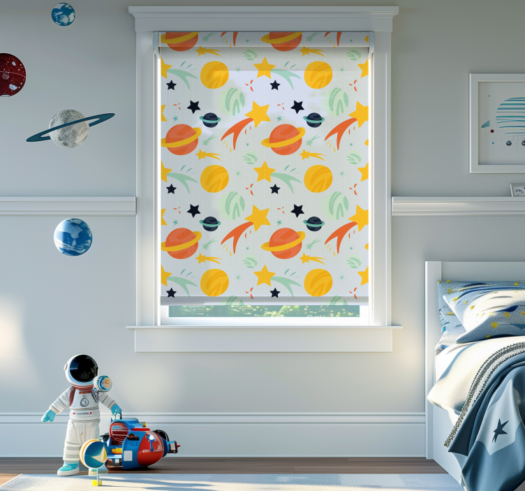 有趣的卷簾 行星图案 - TenStickers