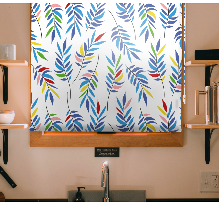 彩虹叶纹理和图案卷簾 - TenStickers