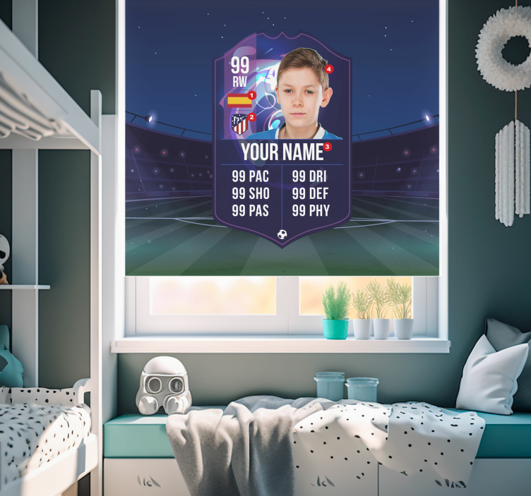 儿童卷簾 足球运动员卡 - TenStickers