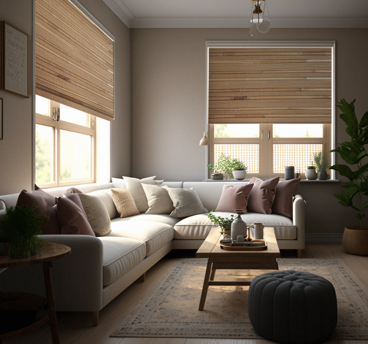 条纹浅棕色木板质朴卷簾 - TenStickers