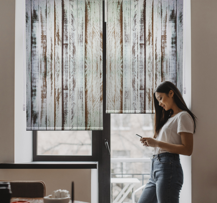 剥离木材纹理和图案卷簾 - TenStickers