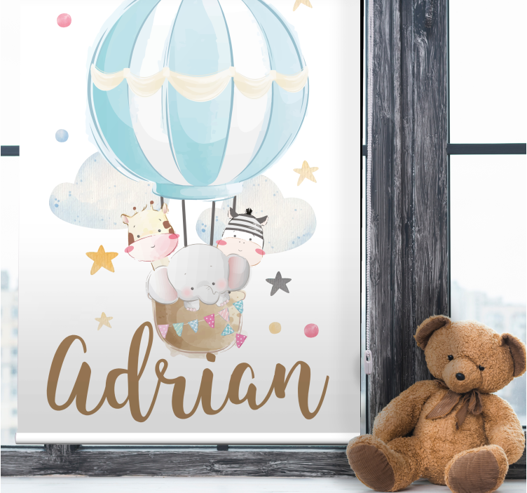 气球上的动物与星星和云卷簾 - TenStickers