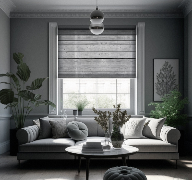 木制深灰色仿古卷簾 - TenStickers