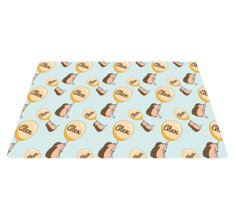 乙烯基儿童餐垫刺猬与气球及名字 - TenStickers