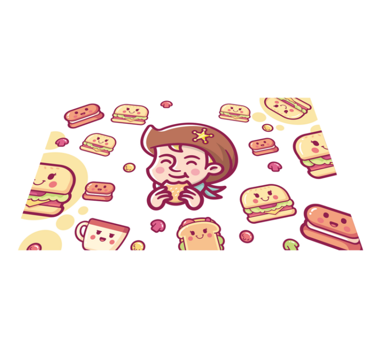 乙烯基儿童餐垫 快乐孩子享用汉堡 - TenStickers
