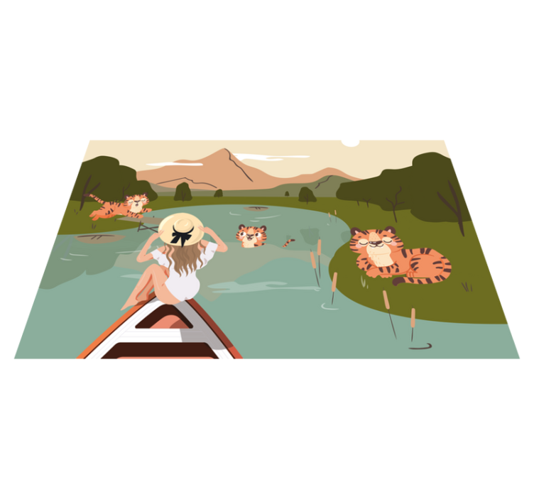 乙烯基儿童餐垫玩耍的老虎场景 - TenStickers
