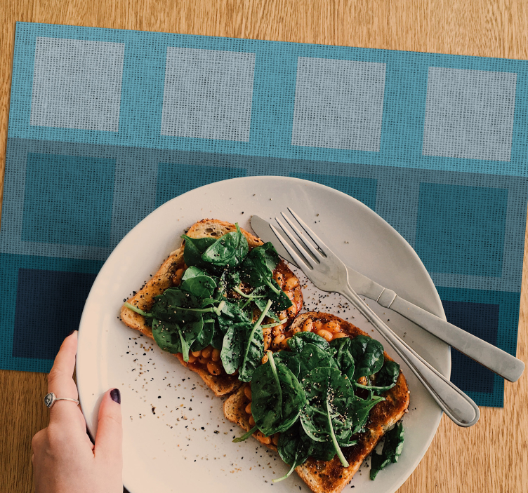 蓝色方块现代餐垫 - TenStickers