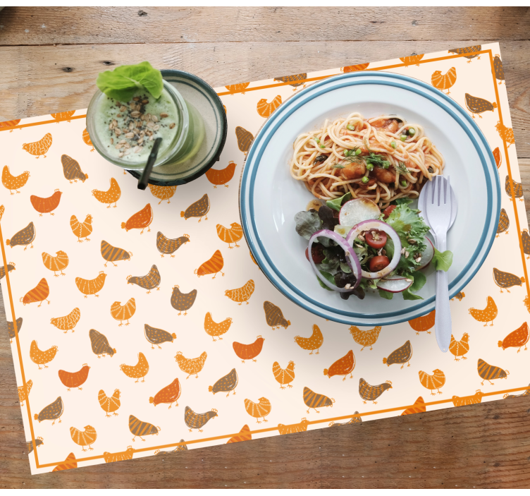 小鸡小鸡橙色图案儿童餐垫 - TenStickers