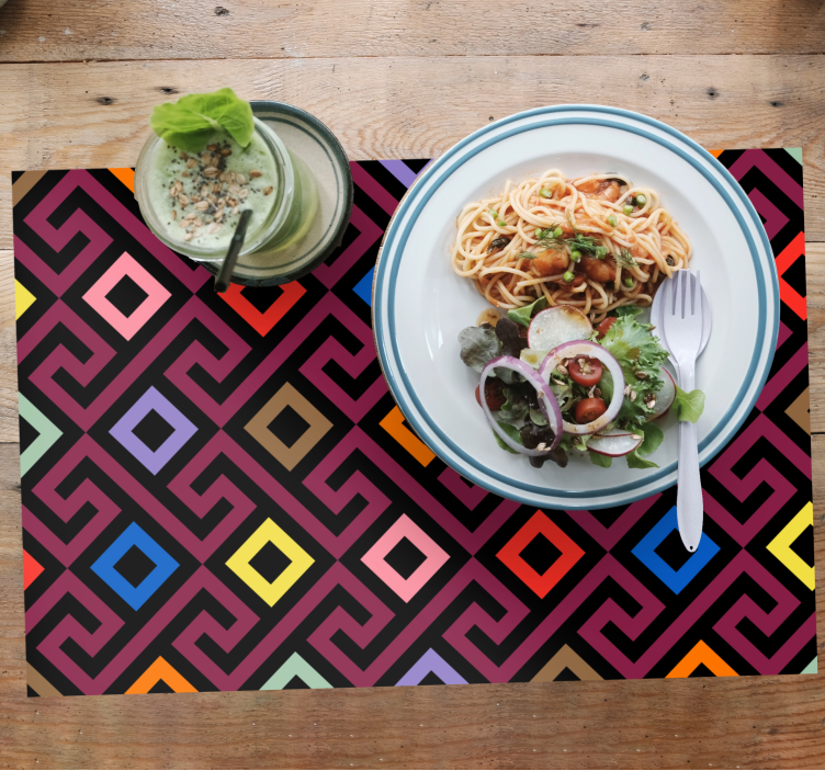 多彩几何迷宫图案餐垫 - TenStickers