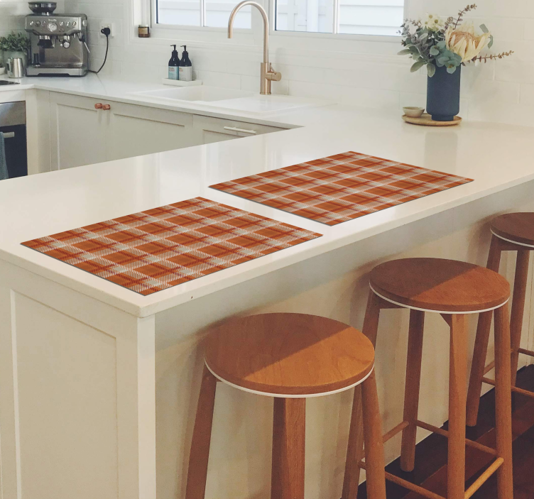 乙烯基餐垫优雅方格橙色图案 - TenStickers