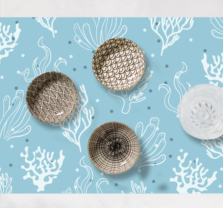 手绘珊瑚图案乙烯基餐垫 - TenStickers