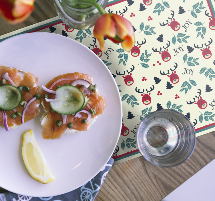 欢乐和驯鹿圣诞节餐垫 - TenStickers