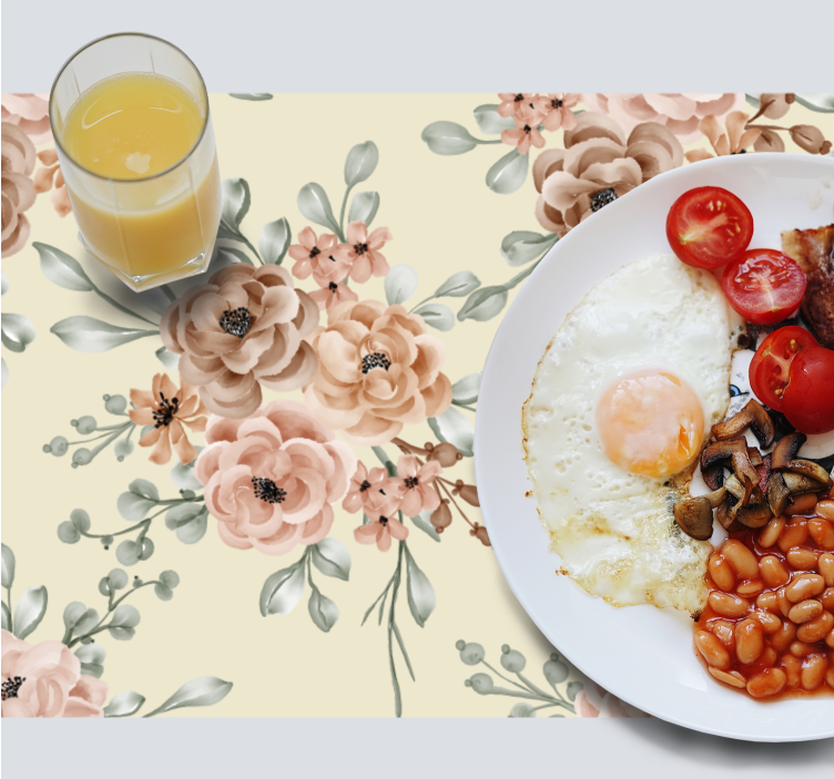 浪漫大油彩玫瑰优雅餐垫 - TenStickers