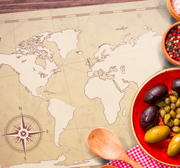 复古世界地图乙烯基餐垫 - TenStickers