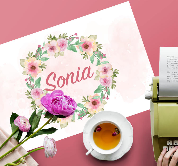 乙烯基餐垫品牌 水彩花 - TenStickers