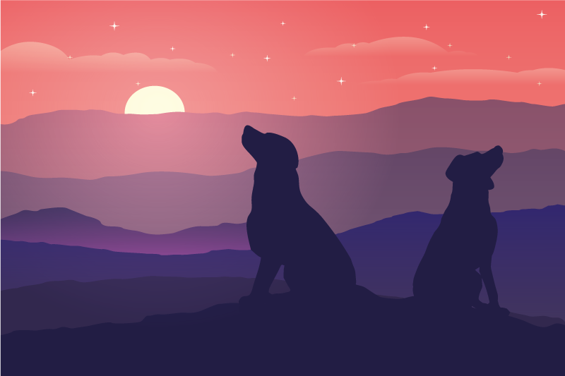 乙烯基餐垫原版剪影犬夕阳 - TenStickers