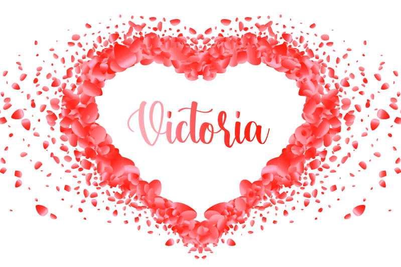 花瓣形成与名称餐垫的心 - TenStickers