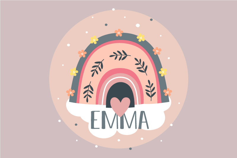 乙烯基儿童餐垫 彩虹花卉设计 - TenStickers