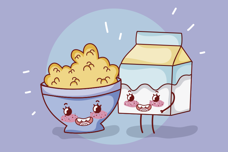 谷物和牛奶早餐儿童餐垫 - TenStickers