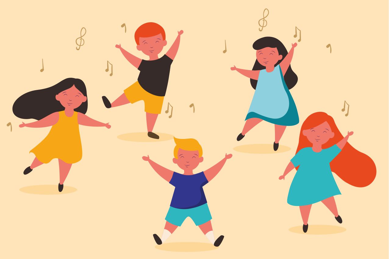 乙烯基儿童餐垫快乐舞动的孩子们 - TenStickers