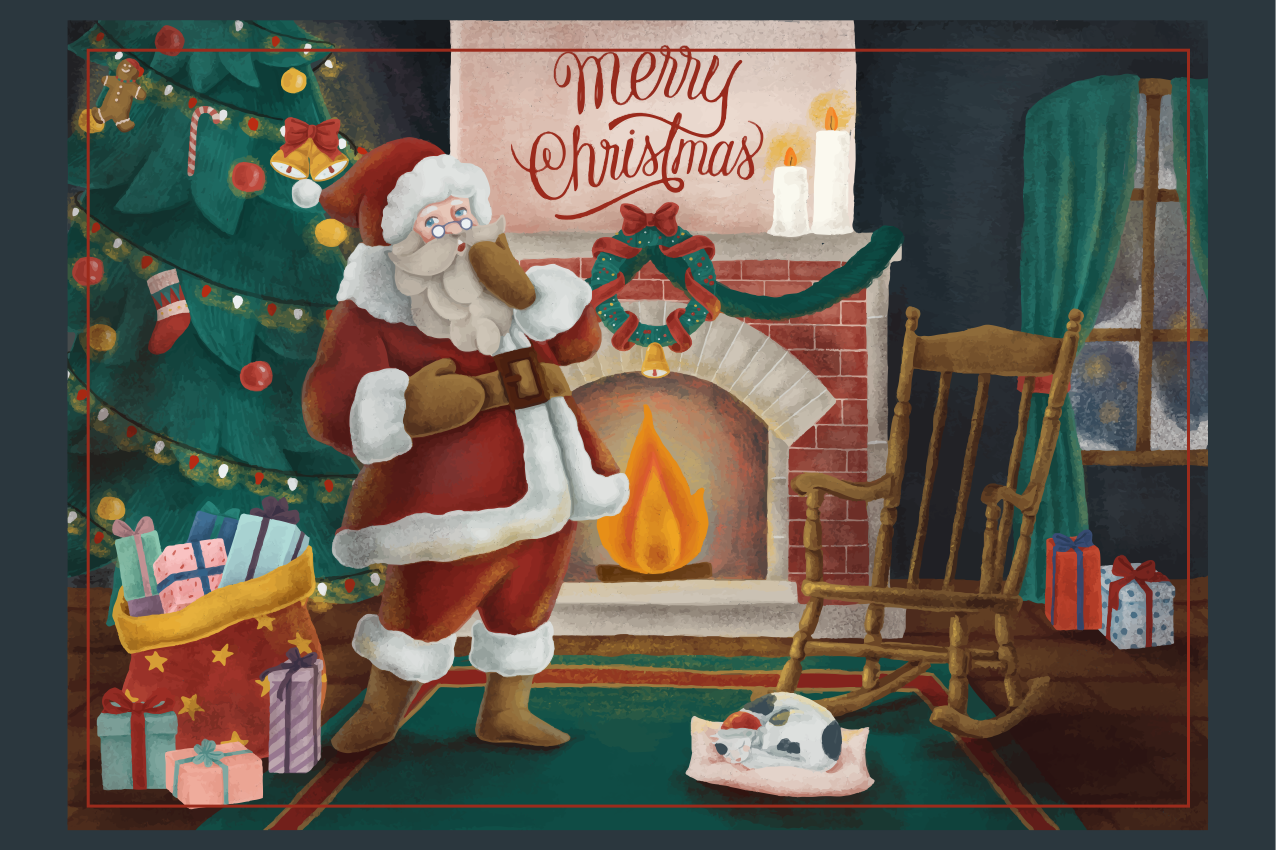 乙烯基圣诞餐垫圣诞老人聚会 - TenStickers