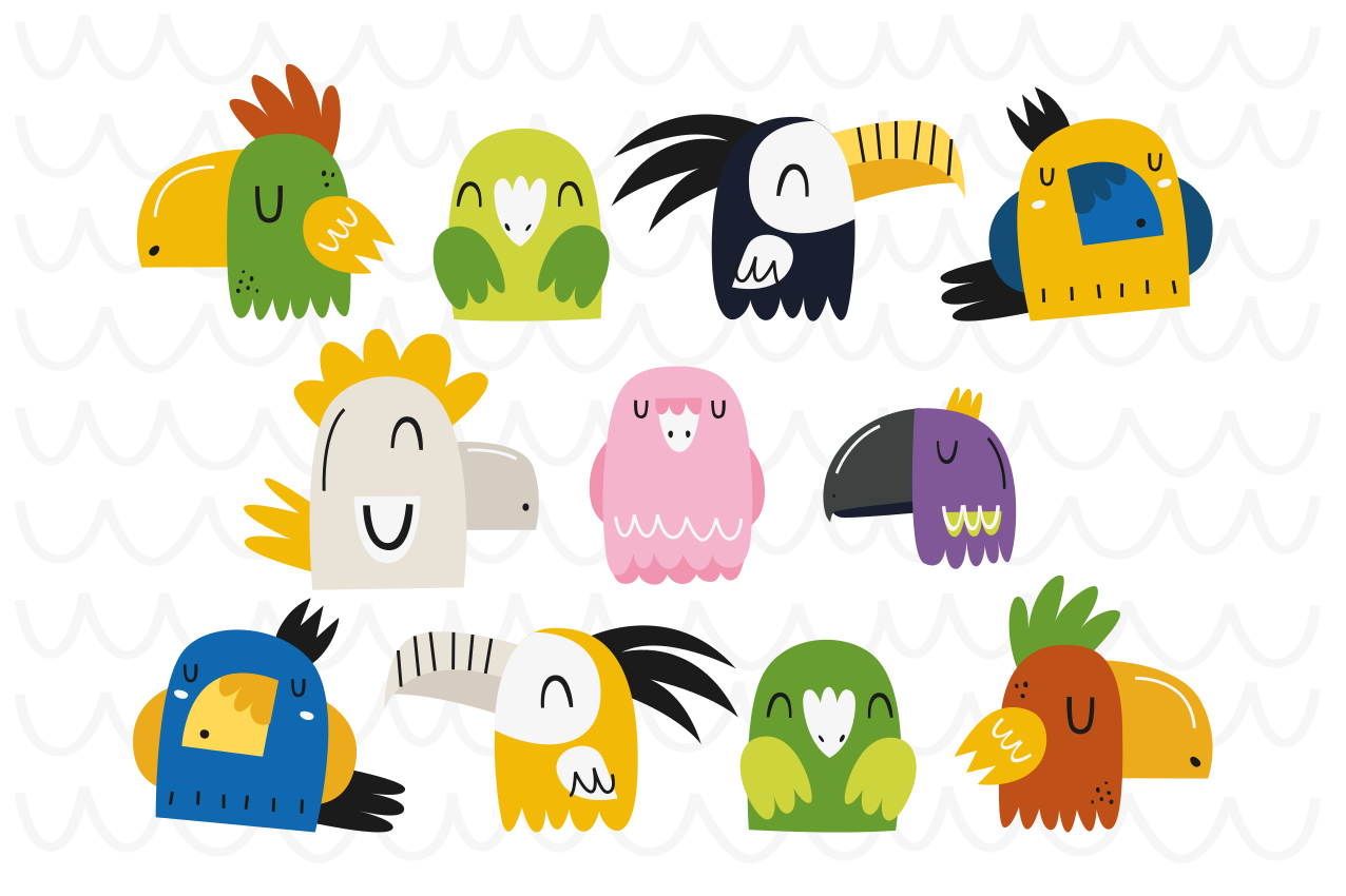 乙烯基儿童餐垫 彩色鸟头设计 - TenStickers