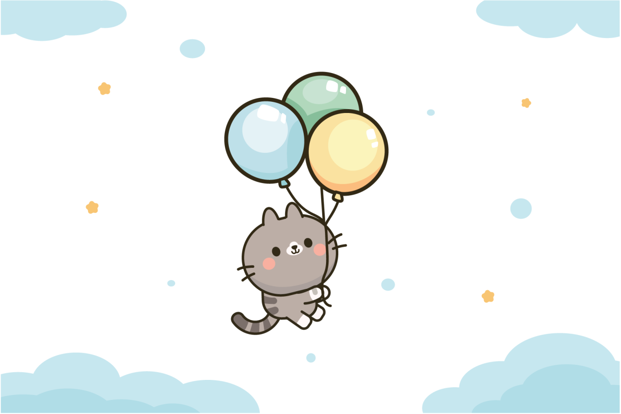 乙烯基儿童餐垫可爱猫咪气球 - TenStickers