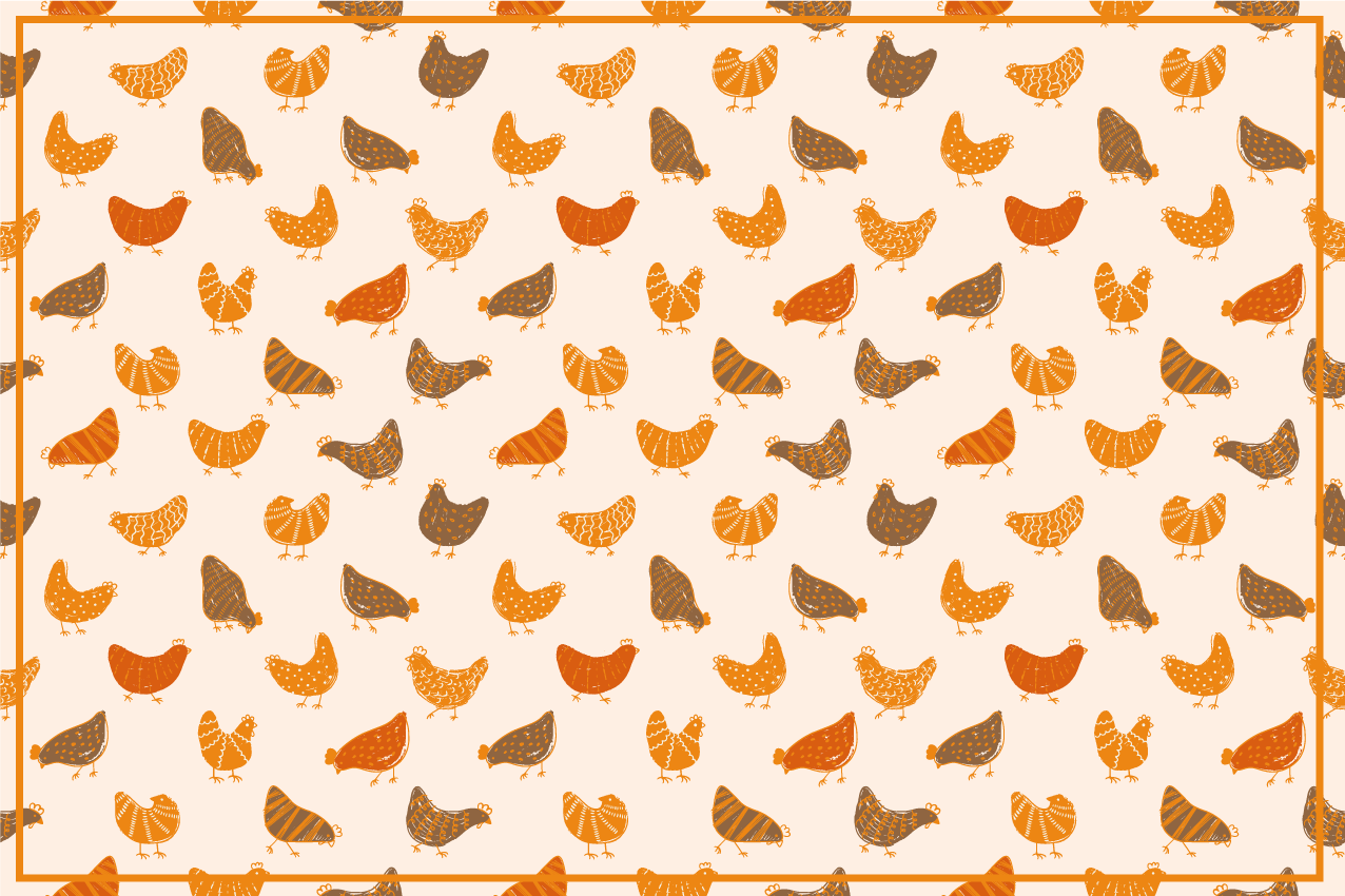 小鸡小鸡橙色图案儿童餐垫 - TenStickers