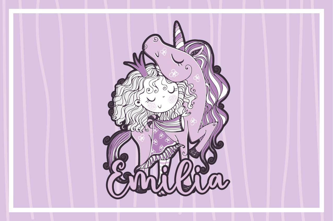 乙烯基儿童餐垫可爱独角兽拥抱 - TenStickers