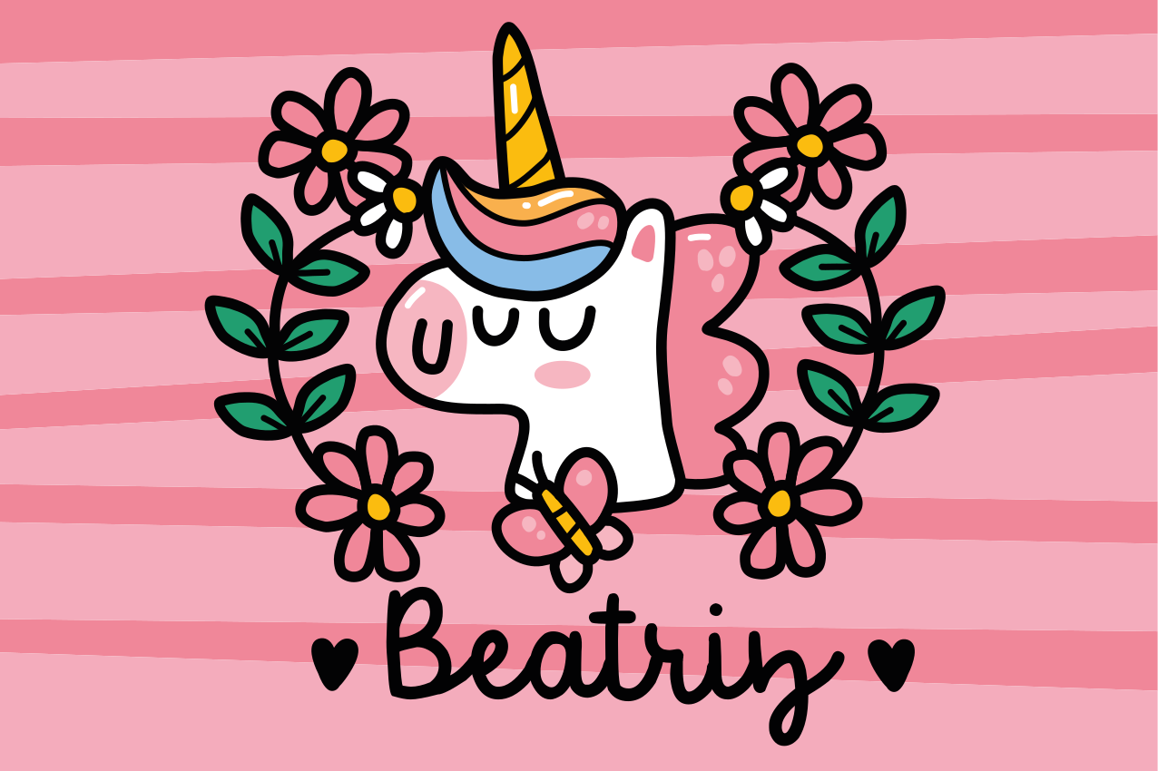 可爱的花独角兽个性化餐垫 - TenStickers