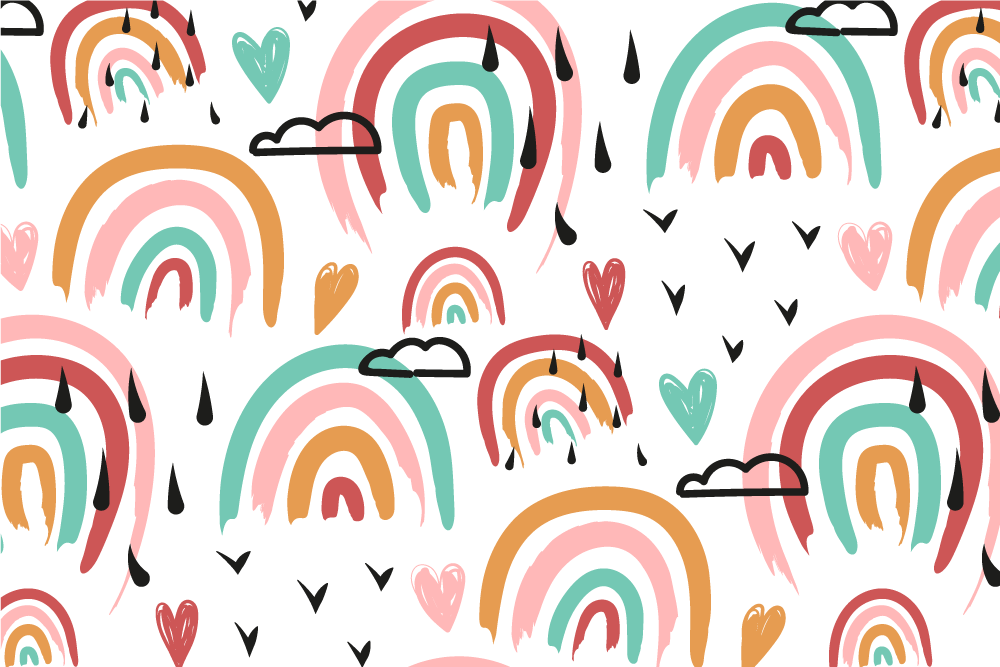 乙烯基儿童餐垫彩虹心形图案 - TenStickers