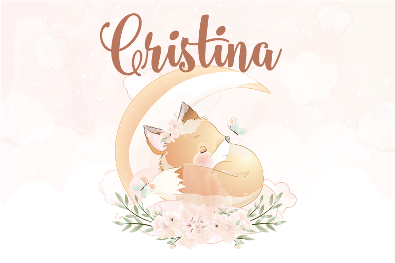 乙烯基餐垫品牌可爱狐狸插图 - TenStickers