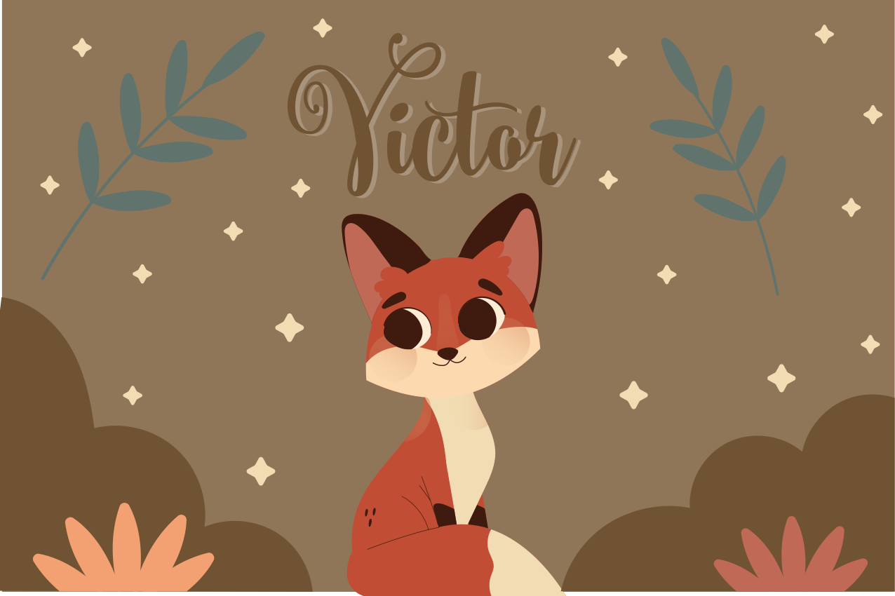 乙烯基儿童餐垫可爱狐狸角色 - TenStickers