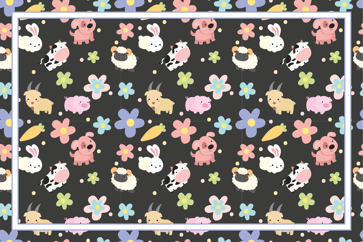 乙烯基儿童餐垫可爱生物插图 - TenStickers