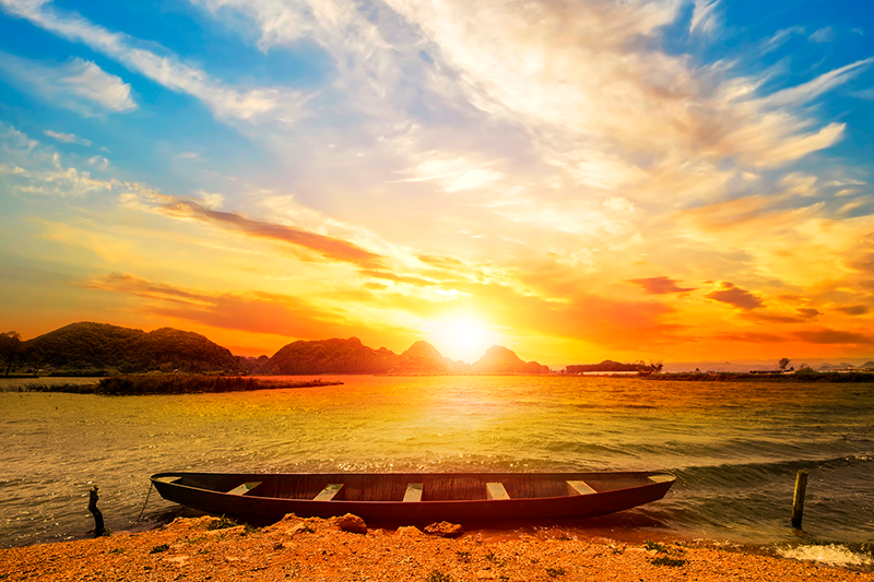 乙烯基餐垫河畔日落 - TenStickers