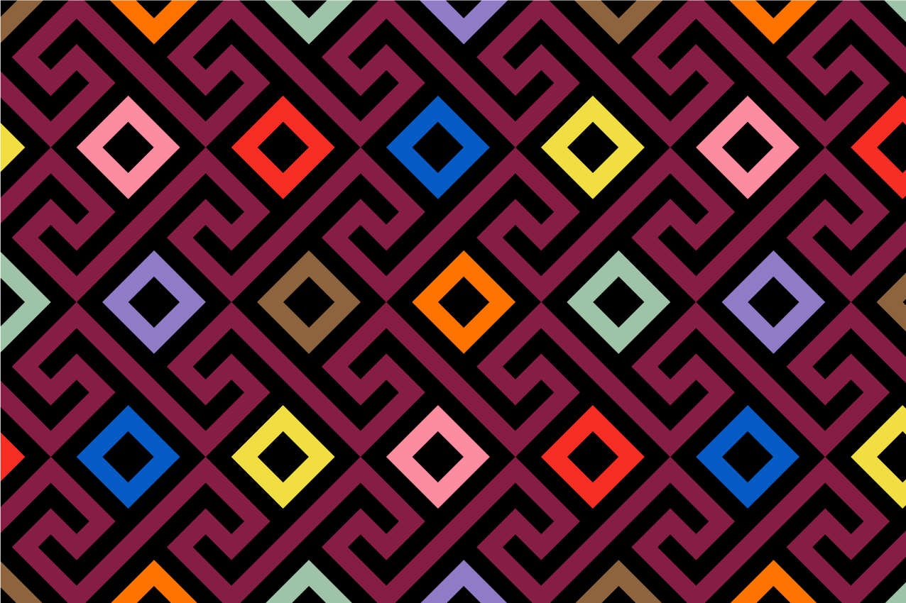 多彩几何迷宫图案餐垫 - TenStickers