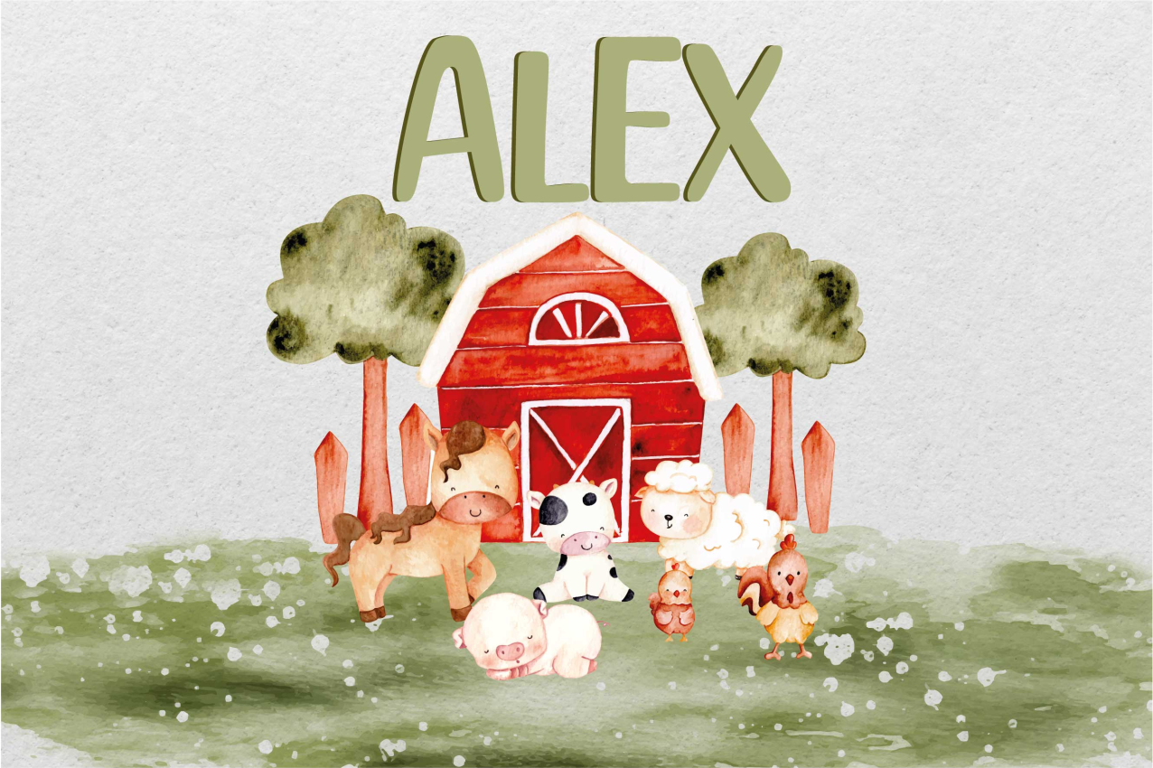 乙烯基餐垫家 水彩可爱的农场 - TenStickers