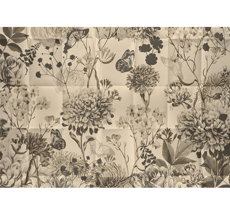 双人房的其他壁画 米色花卉设计 - TenStickers