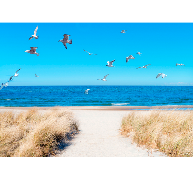 海滩夕阳壁画壁纸 - TenStickers